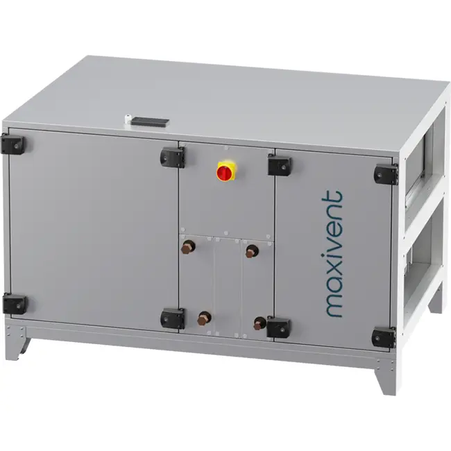 Cajas de tratamiento de aire Maxivent WTW con rueda de calor de 2000 m³/h, con batería de agua caliente y batería de agua fría, disposición horizontal a la izquierda - RHE 2000 H WKJL