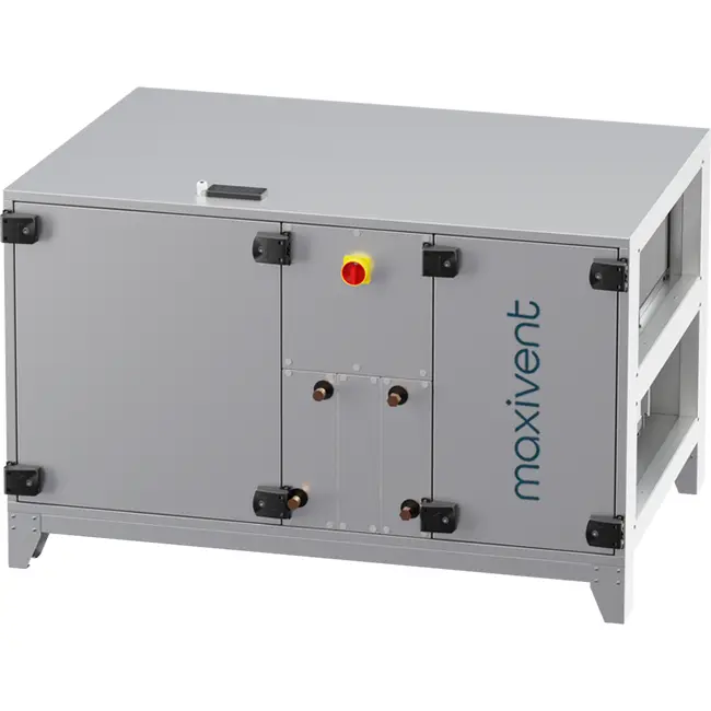 Cajas de tratamiento de aire Maxivent WTW con rueda de calor de 1500 m³/h, con batería de agua caliente y refrigeración DX, horizontal a la izquierda - RHE 1500 H WDJL