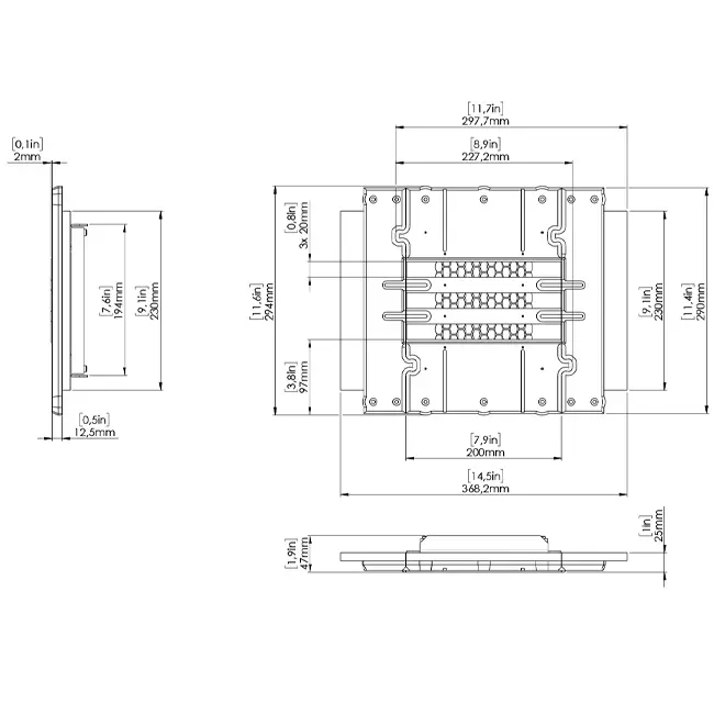 Pieza de unión Ergovent para rejillas lineales modulares encajables de 200 mm - 3 ranuras