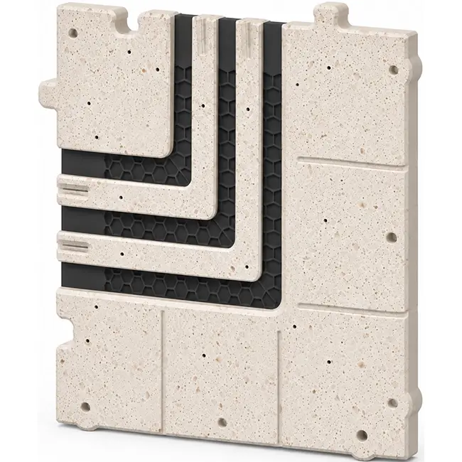 Codo de 90 grados Ergovent para rejillas lineales modulares encajables con 3 ranuras