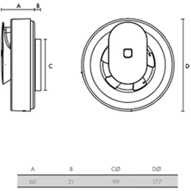 Extractor de baño Svara con sensor de humedad y luz 100-125mm (controlado por app)