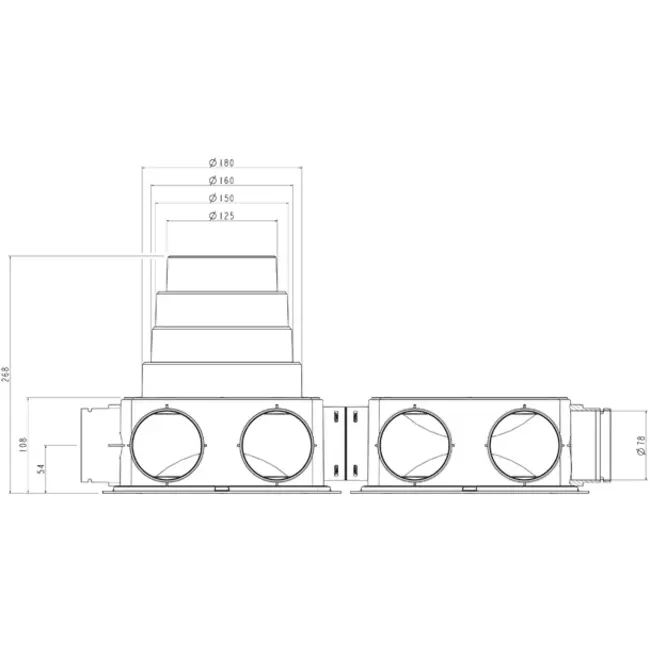 Ubbink caja de distribución de aire DBOX212 V180HE