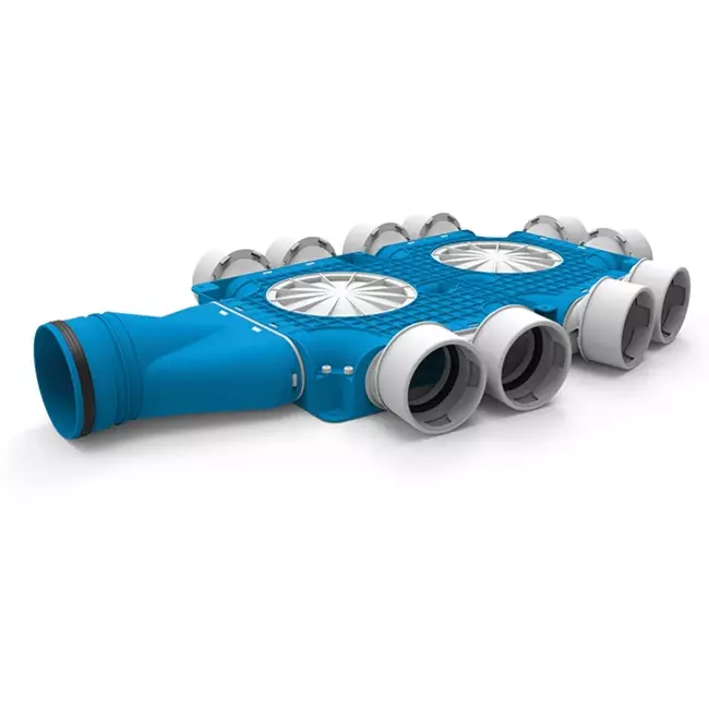 Colector compuesto Vent-Axia Uniflexplus 10x Ø90mm con boquilla horizontal Ø125mm