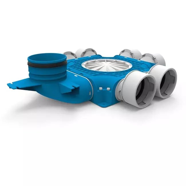 Colector compuesto Vent-Axia Uniflexplus 6x Ø90mm con boquilla vertical Ø125mm