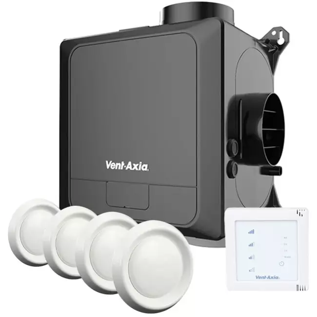 Vent-Axia Multihome AEP advance Paquete 368 m³/h Bluetooth + sensor de humedad + batería de control RFT + 4 válvulas - enchufe euro