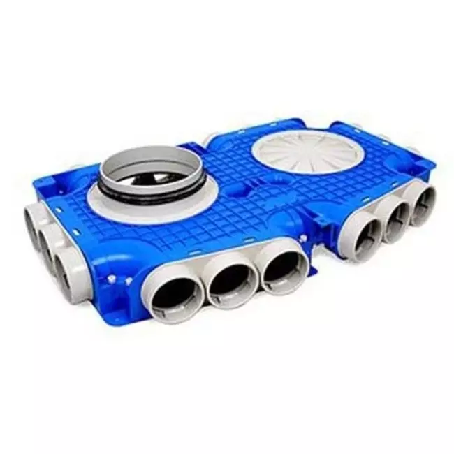 Caja de subdistribución Vent-Axia Uniflexplus con 18x Ø69 mm conexión laterial con boquilla Ø160 mm