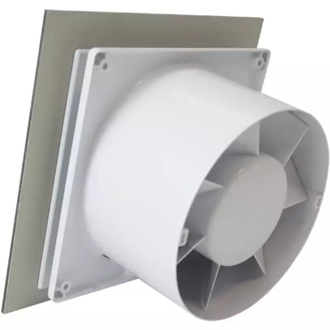 Air Roxy extractor de baño con diámetro de conexión 125 mm con temporizador y sensor de humedad - frontal de aluminio dorado