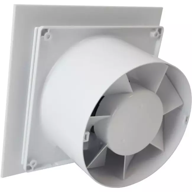 Extractor de baño Ø 100 mm - panel de plástico blanco brillante
