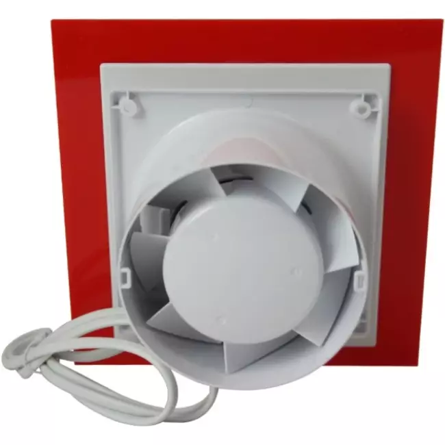 Air Roxy extractores de baño con diámetro de conexión de 100 mm con interruptor de cuerda y enchufe - frontal de plástico rojo
