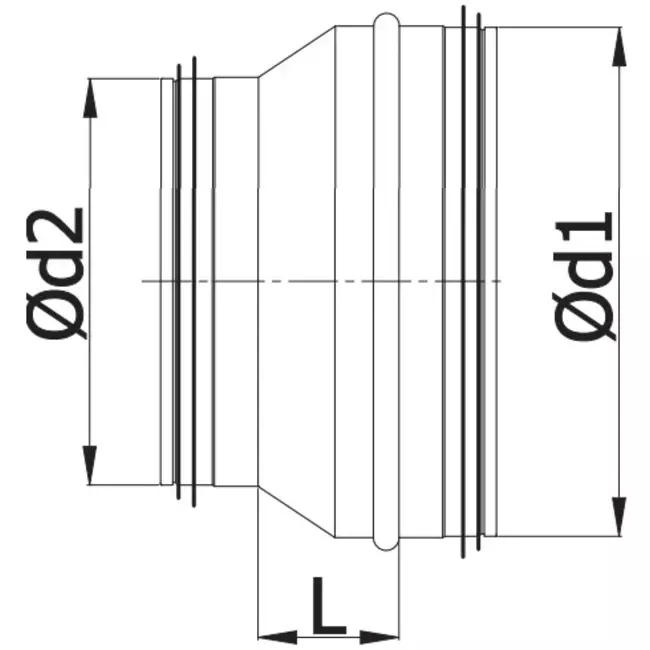 Reductor de Ø 160 mm - Ø 150 mm para tubos helicoidales