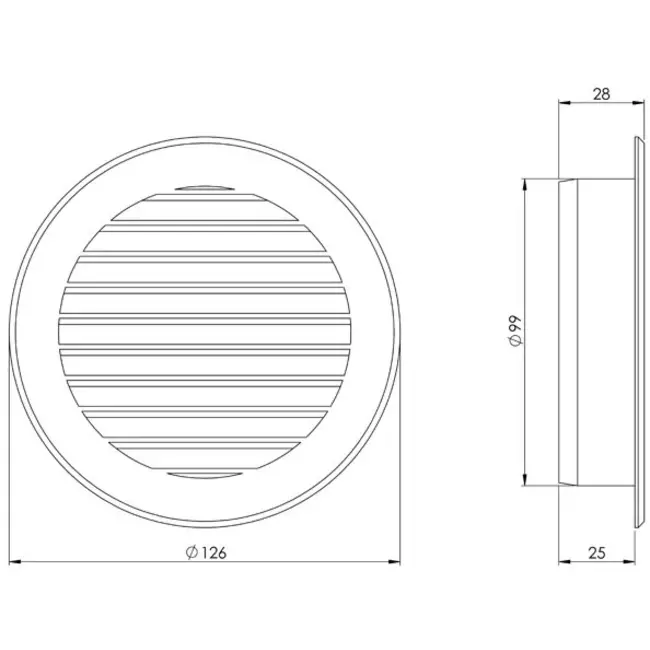 Diámetro de la rejilla: 100 mm blanco - VR100