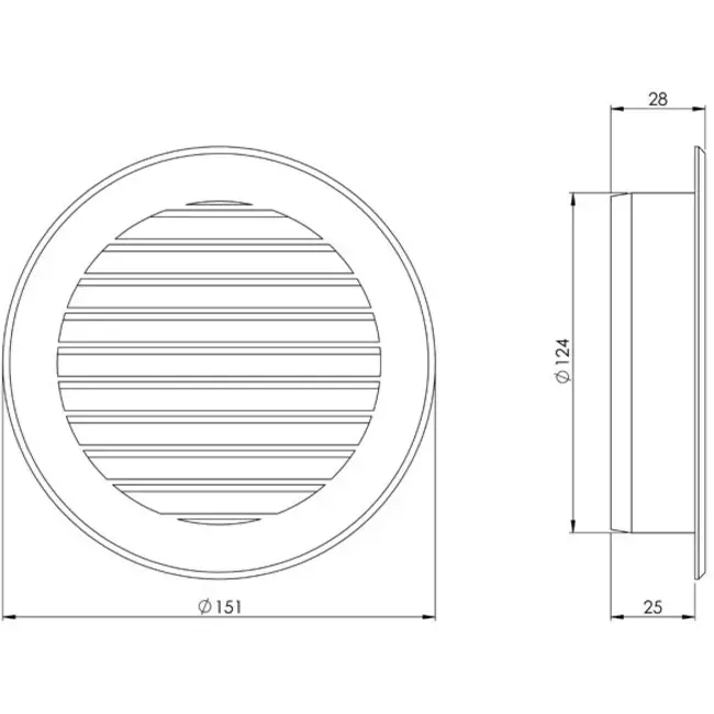 Diámetro de la rejilla: 125 mm blanco - VR125