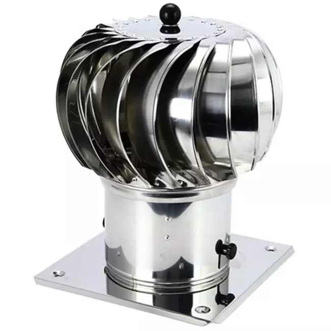 Extractor de baño impulsado por viento Cowl 200 mm de acero inoxidable, incl. soporte aislado - 115m3/h