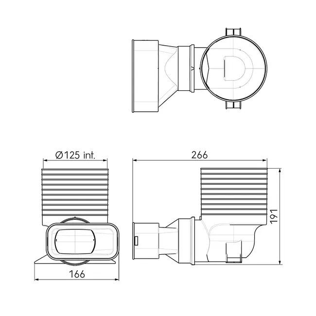 Adaptador de válvula Ubbink Air Excellent 55SC 125 1x90