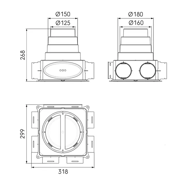 Ubbink caja de distribución de aire DBOX206 V180