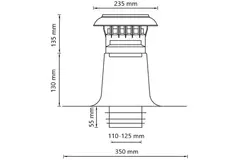 Ventilación de tejado plano de doble pared con tapa de plástico Ø 110-125 mm