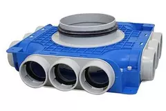 Caja de subdistribución Vent-Axia Uniflexplus con 12x Ø69 mm conexión laterial con boquilla Ø125 mm