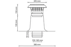 Ventilación de tejado plano de doble pared con tapa de plástico Ø 150-160 mm