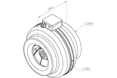 Extractor circular en línea Ruck 1090m³/h – Ø 250 mm + control variable electrónico 1,0 A