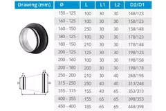 Thermoduct 13mm reductor 200-180mm aislado