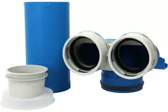 Colector de válvulas Vent-Axia Uniflexplus 2 x Ø90 mm con casquillo deslizante 250 mm y tapa de mortero Ø125 mm