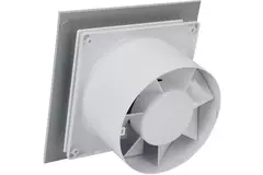 Extractor de baño de Ø 100 mm con temporizador y retardo de encendido - frontal de cristal en plata satinada