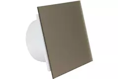 Extractor de baño de Ø 100 mm con temporizador y retardo de encendido - frontal de cristal en dorado satinado