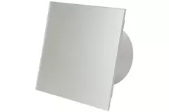 Extractor de baño Ø 125 mm con temporizador - panel de vidrio plateado satinado