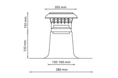 Ventilación de tejado plano con tapa de plástico Ø 150-160 mm