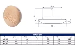 Válvulas de ventilación de madera redondas Ø 125 mm (KD125)