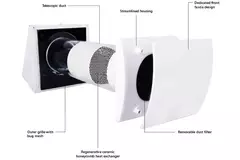 WTW descentralizada HRU de pared Ø150 con 60 m³/h - HRU-WALL-150-60-PEG