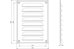 Rejilla de ventilación metálica cuadrada 140x190 mm zinc - MR1419Zn