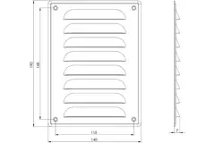 Rejilla de ventilación metálica cuadrada 140x190 mm zinc - MR1419Zn