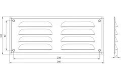 Rejilla de ventilación metálica cuadrada 260x105 mm aluminio - MR26105Al