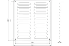 Rejilla de ventilación metálica cuadrada 260x280 mm negro - MR2628M - RAL9005
