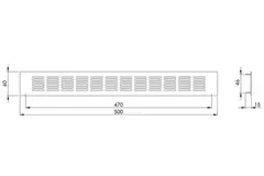 Rejilla de zócalo de aluminio - blanco L=500mm x H=60mm - RA650