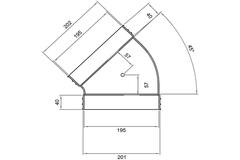 Wavin Ventiza Codo 45 grados PVC ovalado 195x80 mm horizontal M/M