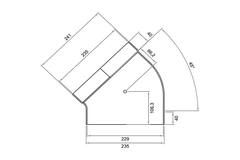 Wavin Ventiza Codo 45 grados PVC ovalado 235x80 mm horizontal M/S