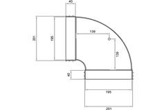 Wavin Ventiza Codo 90 grados PVC ovalado 195x80 mm horizontal M/M
