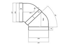 Wavin Ventiza Codo 90 grados PVC ovalado 235x80 mm horizontal M/M