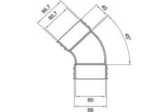 Wavin Ventiza Codo 45 grados PVC ovalado 195x80 mm vertical M/M