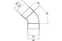 Wavin Ventiza Codo 45 grados PVC ovalado 195x80 mm vertical M/S