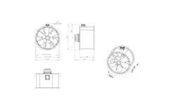 Ventilador de gases de combustión canalizado axial de 1120 mm F300- AL 1120 D6 F3 03 CFG