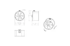 Ventilador de gases de combustión canalizado axial de 1120 mm F300- AL 1120 D6 F3 02 CFG