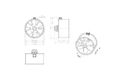 Ventilador de conducto axial de 1250 mm para gases de combustión F300- AL 1250 D6 F3 02 CFG