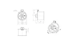 Ventilador de gases de combustión con conducto axial de 450 mm F300- AL 450 D2 F3 01 CFG