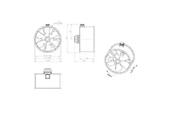 Ventilador de conducto axial de 1250 mm para gases de combustión F300- AL 1250 D6 F3 03 CFG