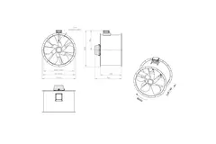 Ventilador de gases de combustión canalizado axial de 900 mm F300- AL 900 D4 F3 04 CFG