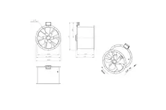 Ventilador de gases de combustión canalizado axial de 560 mm F300- AL 560 D4 F3 02 CFG