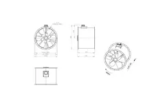 Ventilador de conducto axial de 800 mm para gases de combustión F300- AL 800 D6 F3 02 CFG